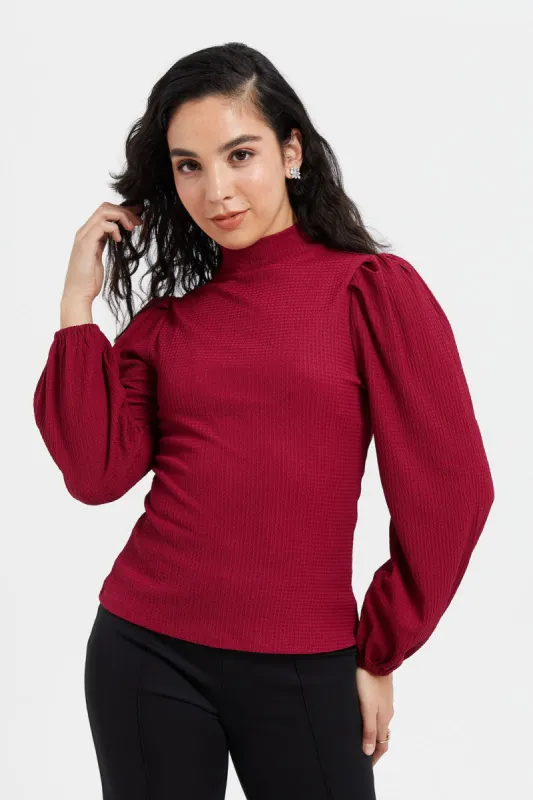 Women Fuchsia Turtle Neck Jersey Top sold by Redtag