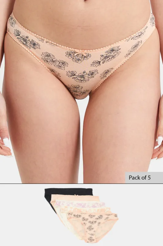 Women Assorted Printed Bikini Brief Set (Pack of 5) sold by Redtag