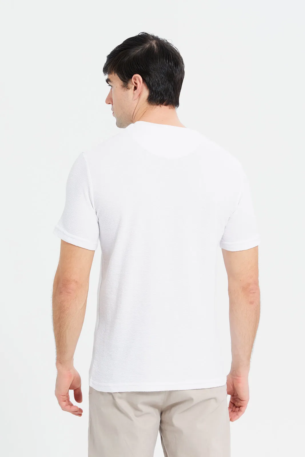 Men White Jacquard T-Shirt sold by Redtag product image thumbnail 3