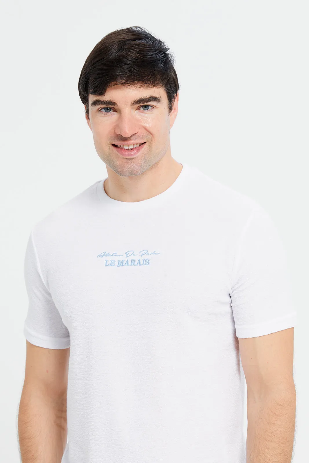 Men White Jacquard T-Shirt sold by Redtag product image thumbnail 4