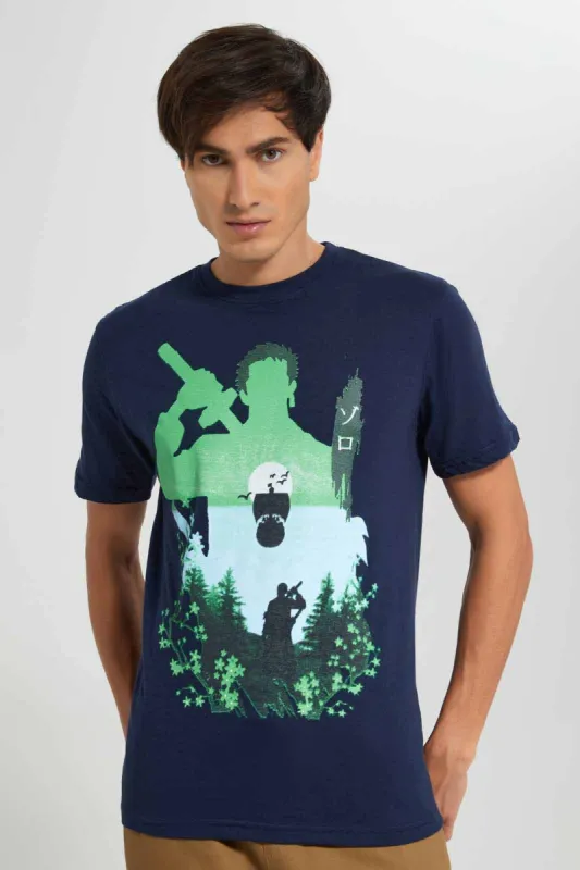 Navy Graphic T-Shirt For Men sold by Redtag