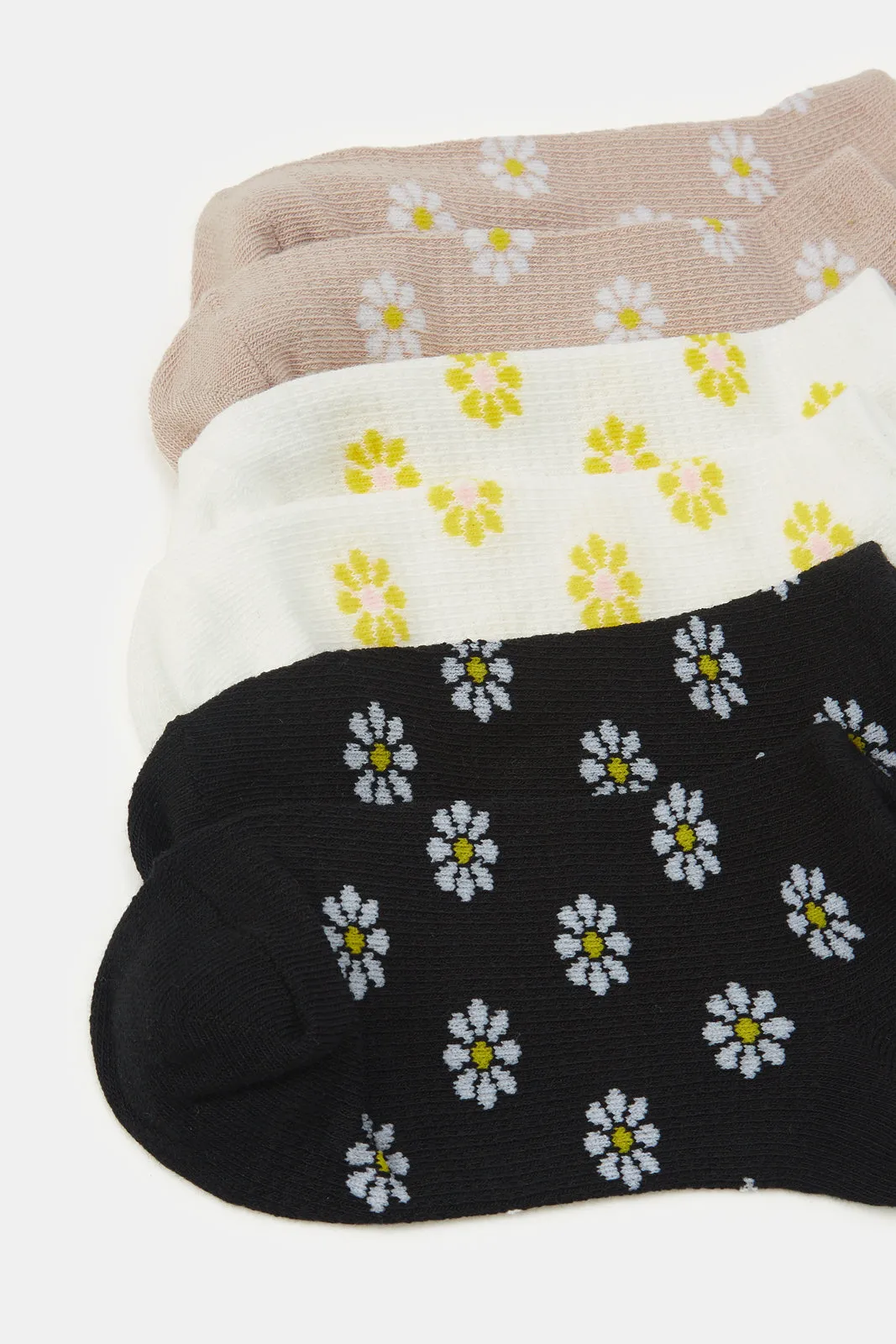 Women Assorted Daisies Print Ankle Socks (3 Pairs) sold by Redtag product image thumbnail 2