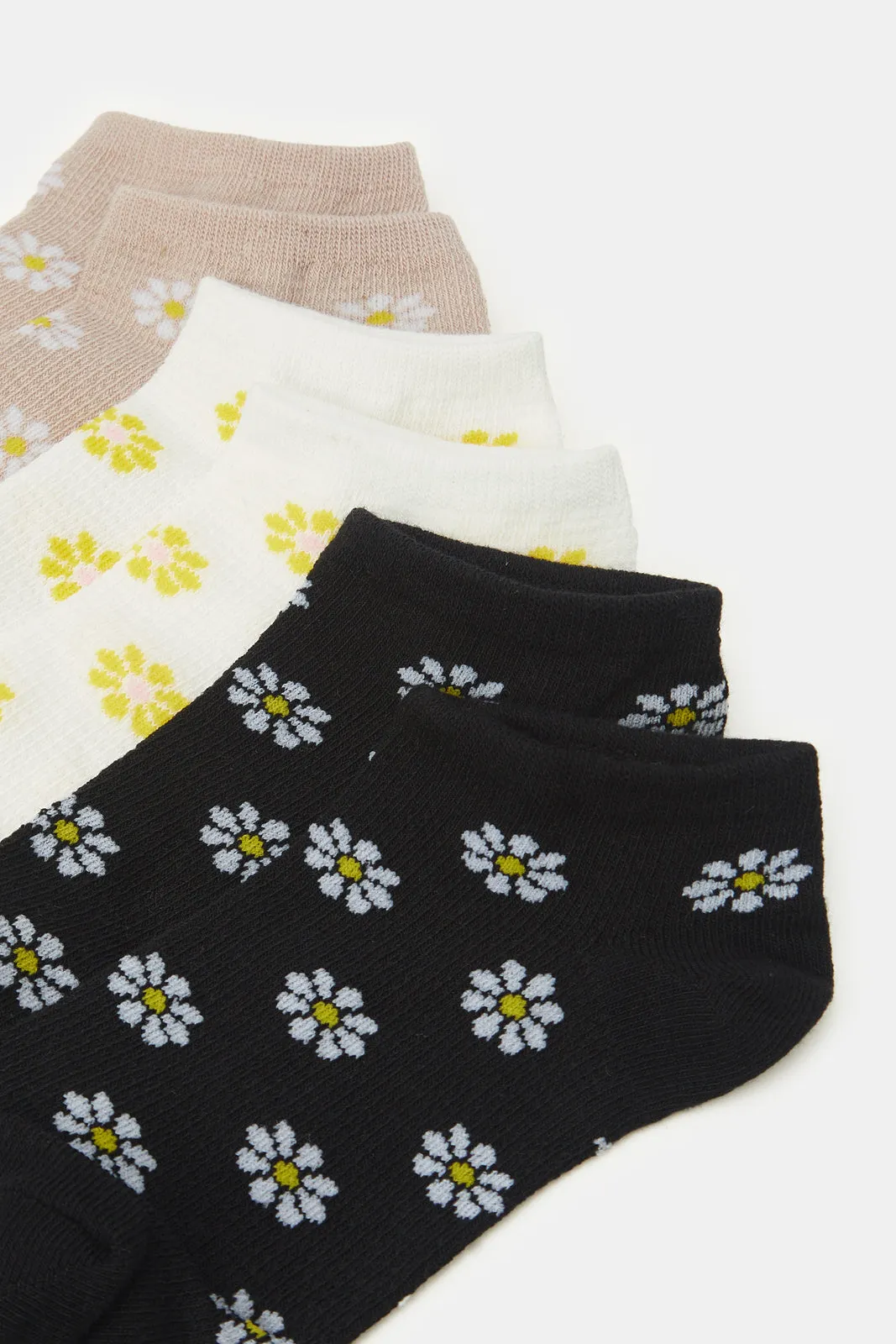 Women Assorted Daisies Print Ankle Socks (3 Pairs) sold by Redtag product image thumbnail 3