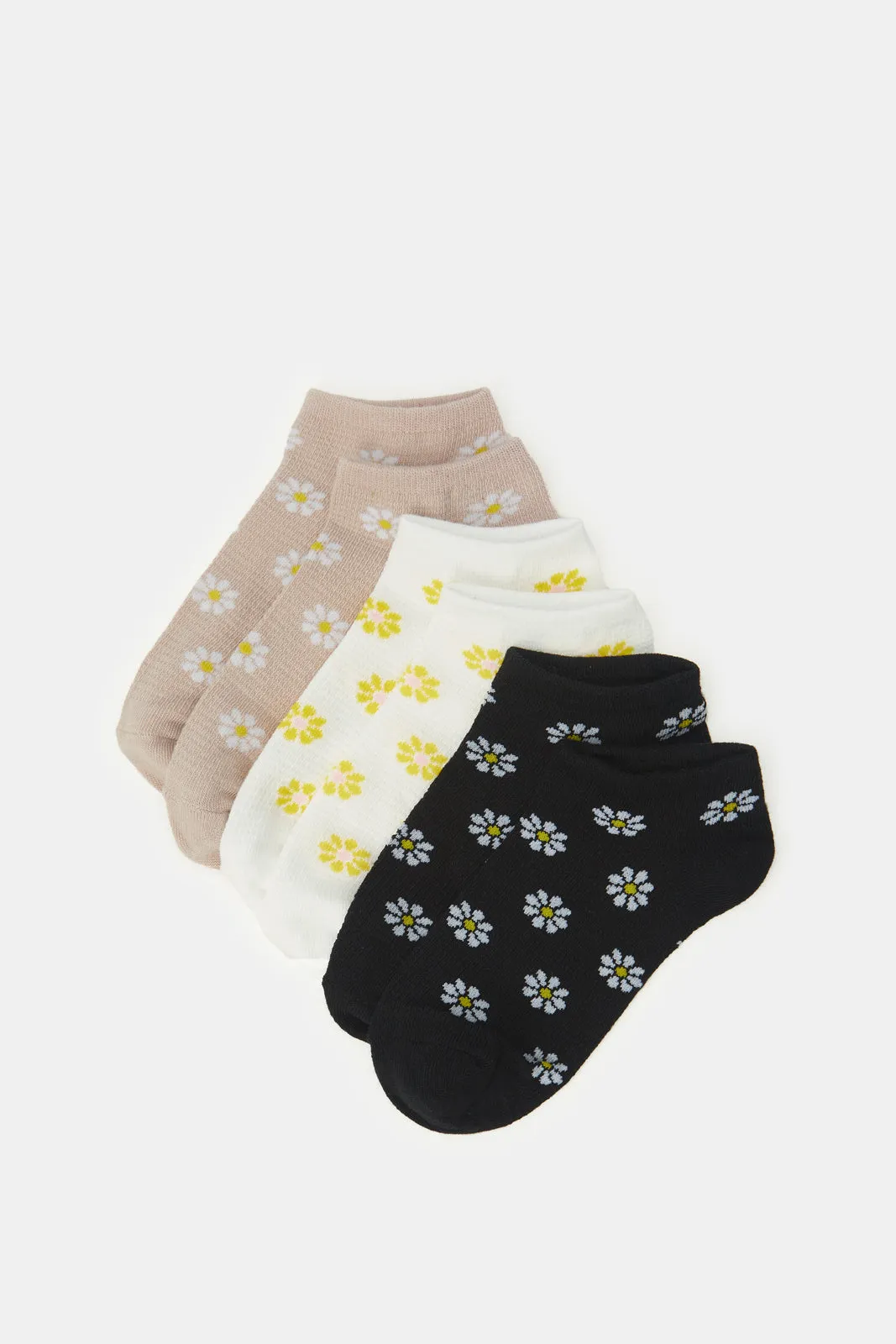 Women Assorted Daisies Print Ankle Socks (3 Pairs) sold by Redtag