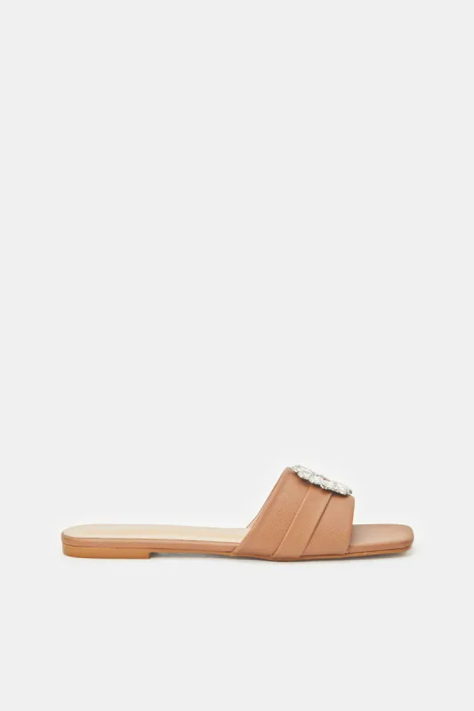 Women Beige Mule With Trim Upper sold by Redtag