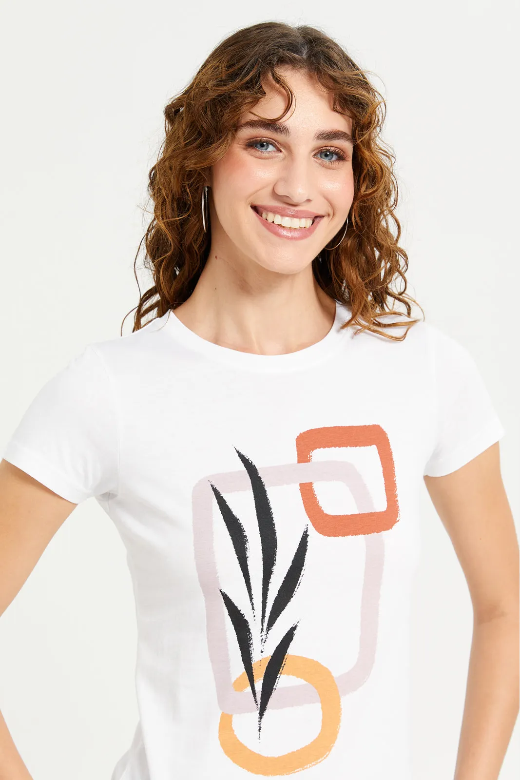 Women White Graphic T-Shirt sold by Redtag product image thumbnail 4