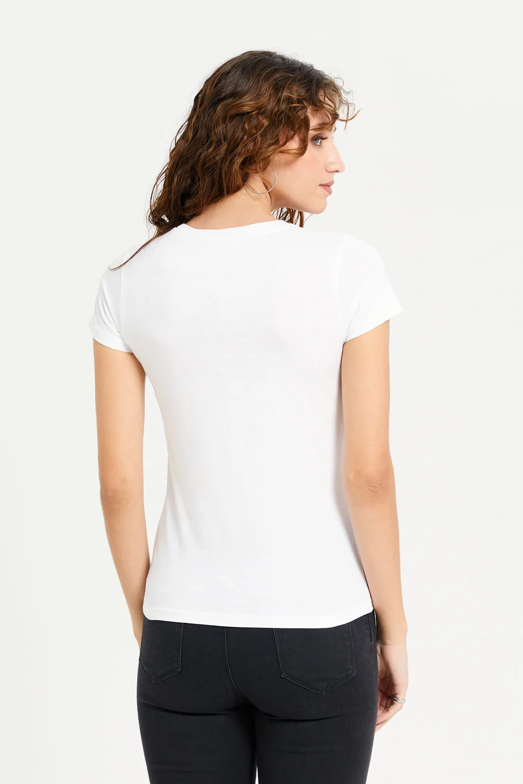 Women White Graphic T-Shirt sold by Redtag product image thumbnail 3