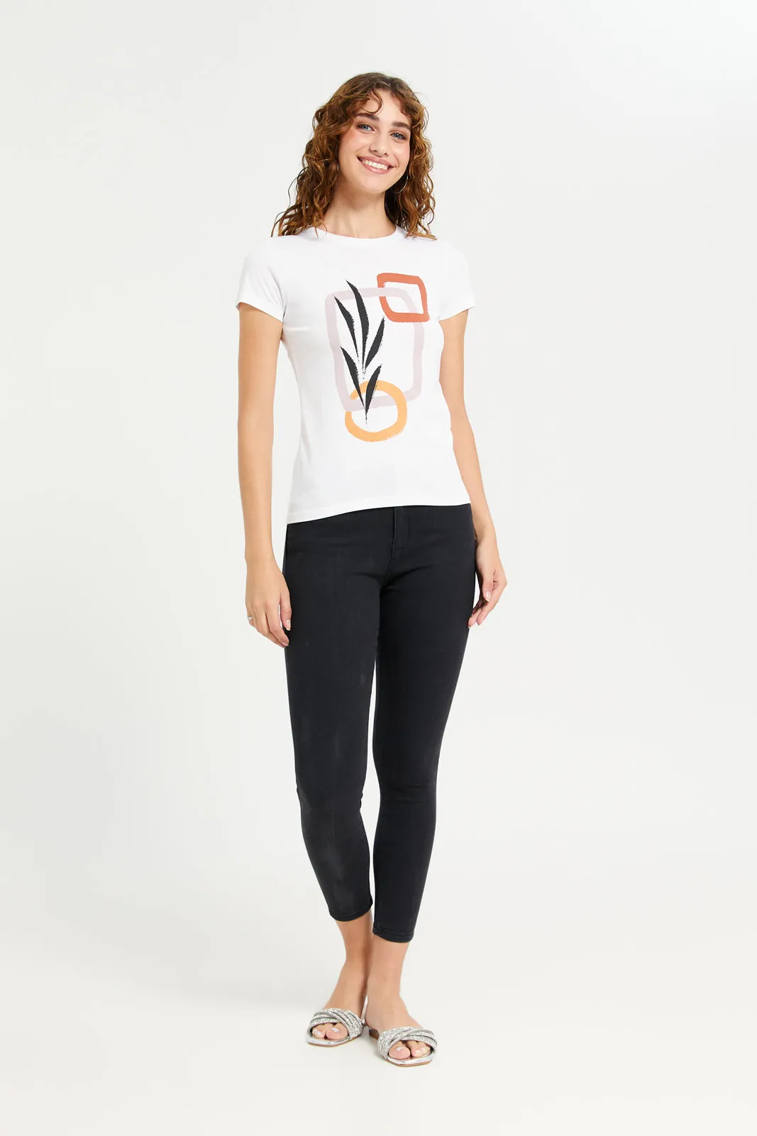 Women White Graphic T-Shirt sold by Redtag product image thumbnail 2