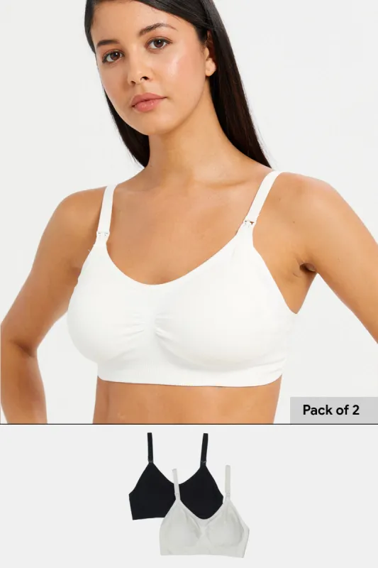 Women Black And White Nursing Bra Set (Pack Of 2) sold by Redtag