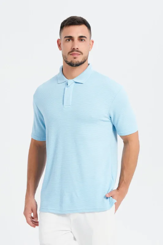 Men Blue Short Sleeved Polo Shirt sold by Redtag