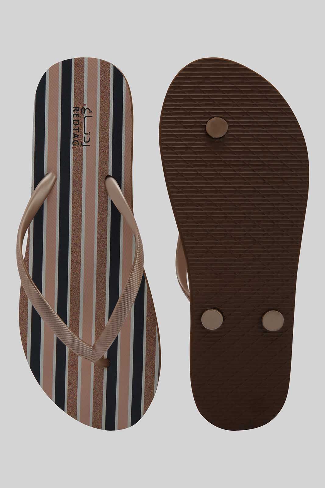 Women Beige Striped Flip Flop sold by Redtag