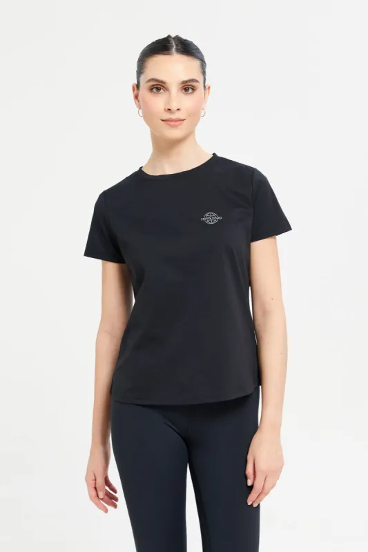 Women Black Short Sleeve Soft Touch T-Shirt sold by Redtag