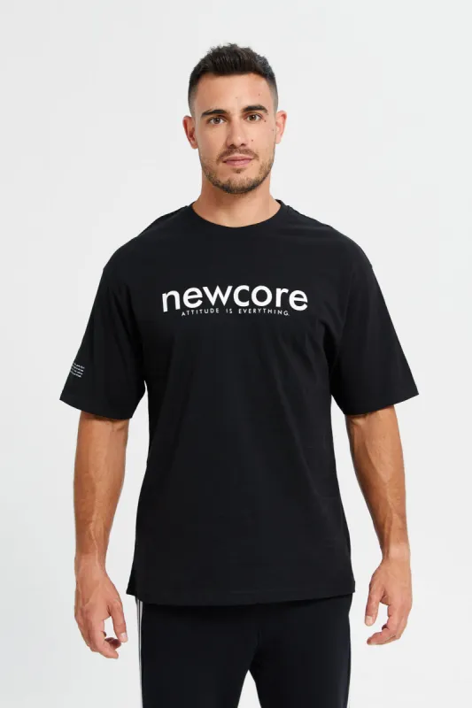 Men Black Printed Active T-Shirt sold by Redtag