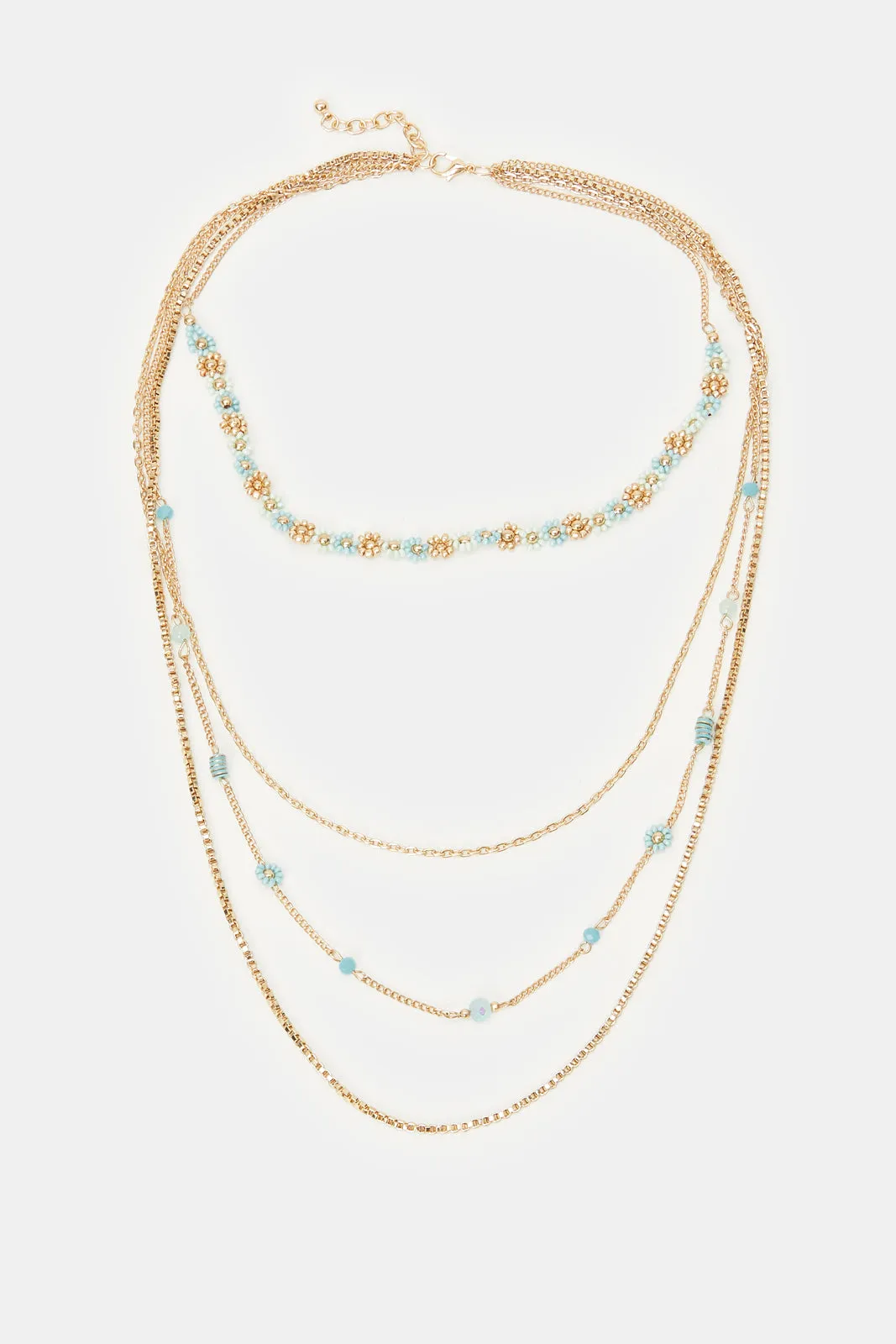 Women Gold Floral Embellished Necklace sold by Redtag