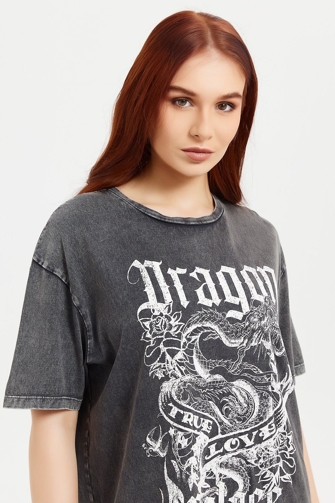 Women Charcoal Oversize Biker T-Shirt sold by Redtag product image thumbnail 4