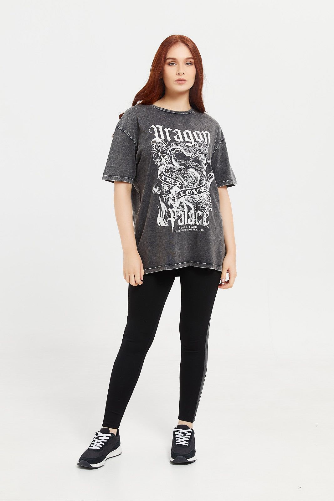 Women Charcoal Oversize Biker T-Shirt sold by Redtag product image thumbnail 2