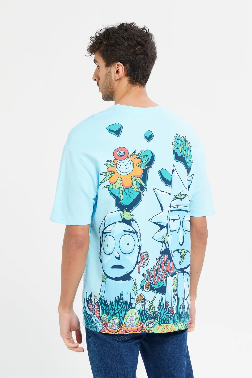 Men Blue Rick And Morty Printed T-Shirt sold by Redtag product image thumbnail 3