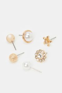 Women Gold Embellished Studs (6 Pairs) sold by Redtag