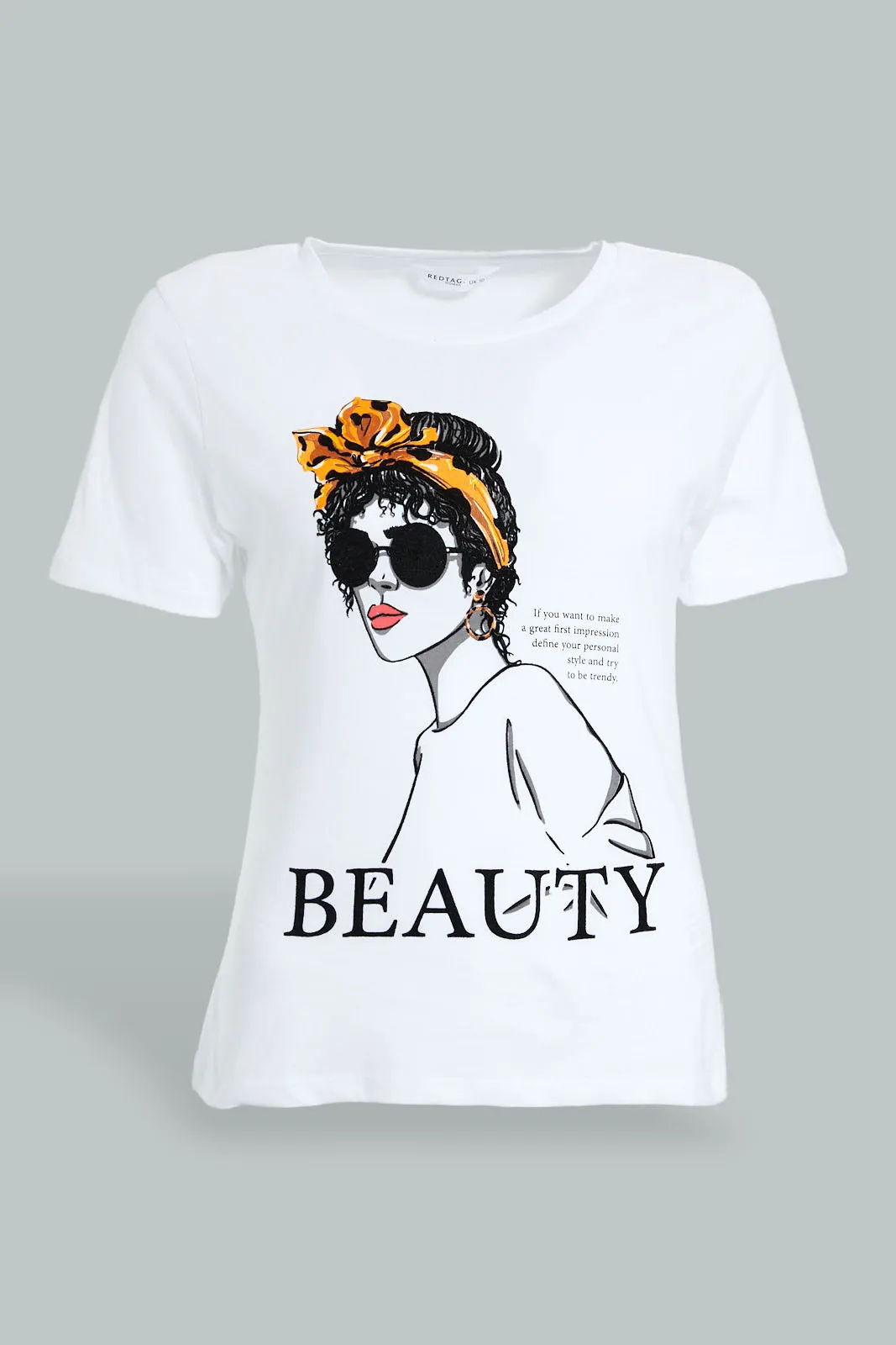 White Beauty Printed T-Shirt sold by Redtag