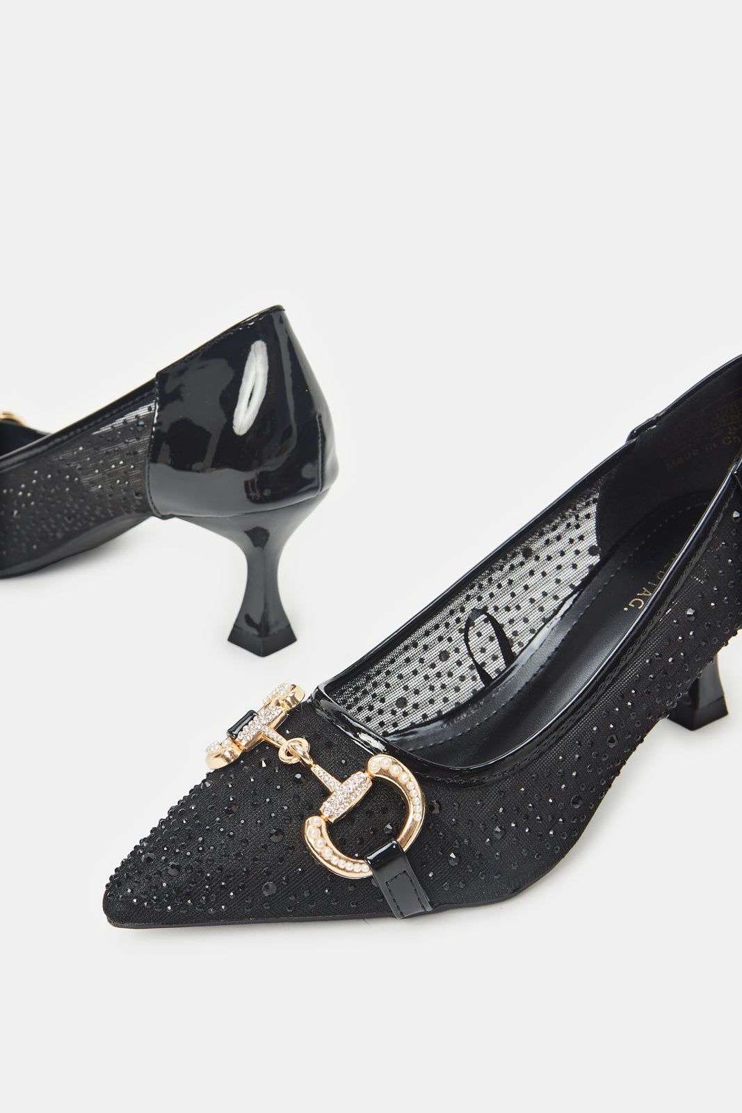 Women Black Embellished Court Heels sold by Redtag product image thumbnail 3
