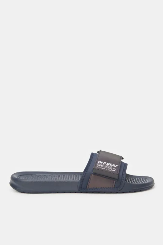 Men Navy Patch Work Slide With Velcro sold by Redtag