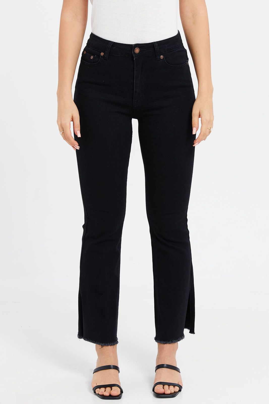 Women Black High Rise Fit Flare Jeans sold by Redtag