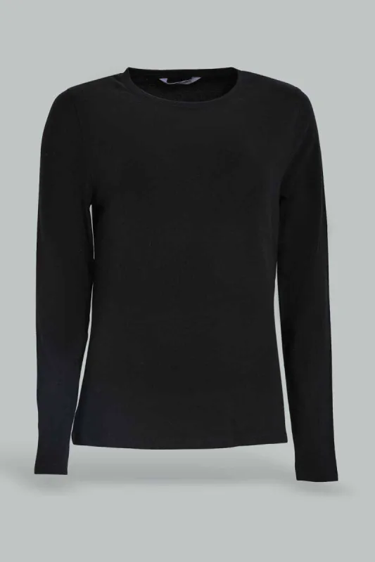 Black Long Sleeve Crew Neck T-Shirt sold by Redtag