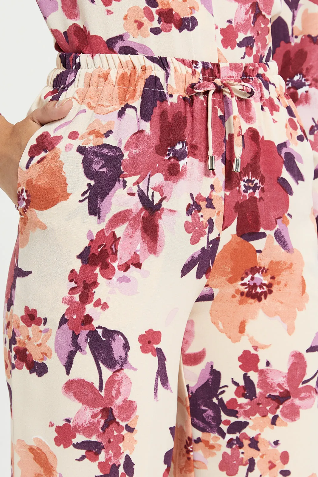 Printed Wide Leg Elasticated Waist Trousers sold by Redtag product image thumbnail 4