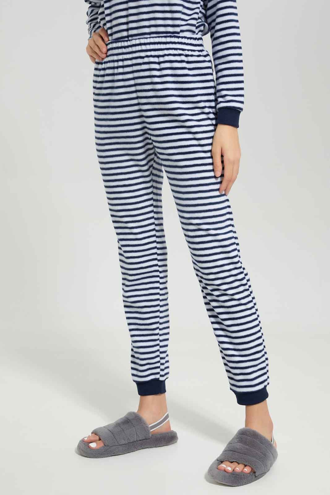 Women Navy And White Striped Pyjama Set (2 Piece) sold by Redtag product image thumbnail 3