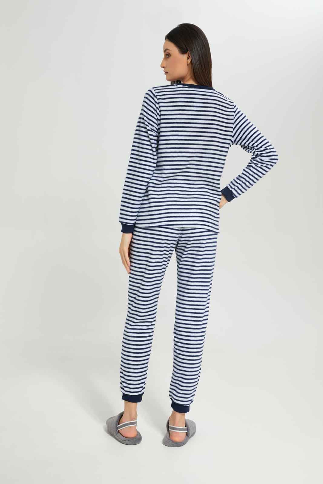 Women Navy And White Striped Pyjama Set (2 Piece) sold by Redtag product image thumbnail 5