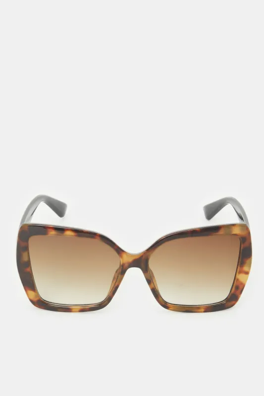 Women Brown Printed Oversized Sunglasses sold by Redtag