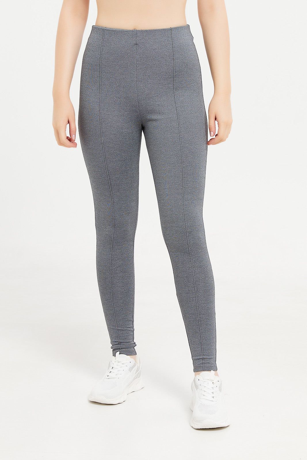 Women Grey Ponte Legging With Front Pleat sold by Redtag
