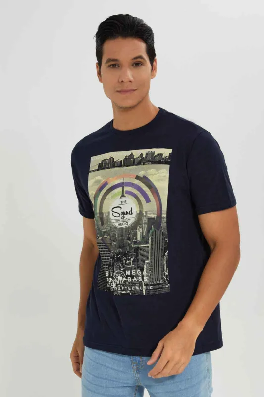 Men Navy Graphic Print T-Shirt sold by Redtag
