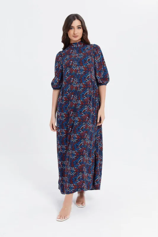 Women Navy Printed Maxi Dress sold by Redtag
