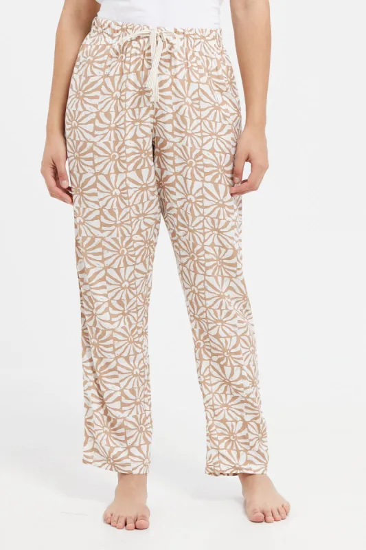 Women Beige Printed Pyjama Bottom sold by Redtag