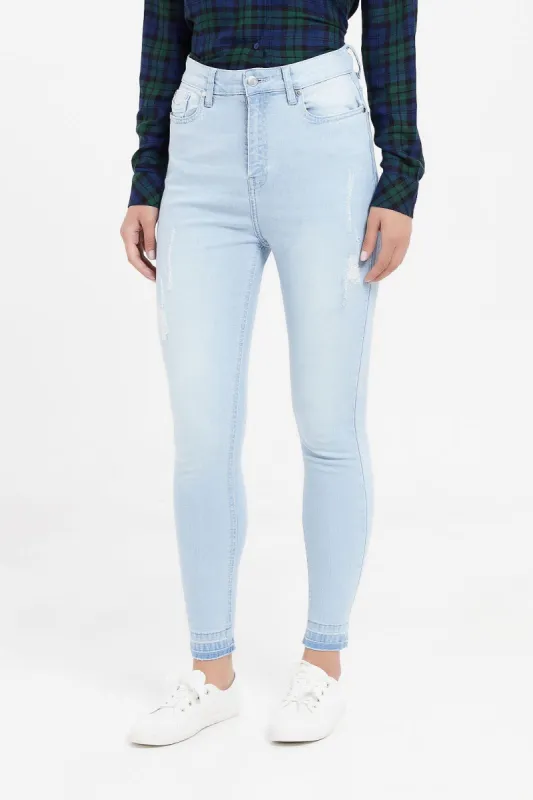 Women Blue High Waist Skinny Fit Jeans sold by Redtag