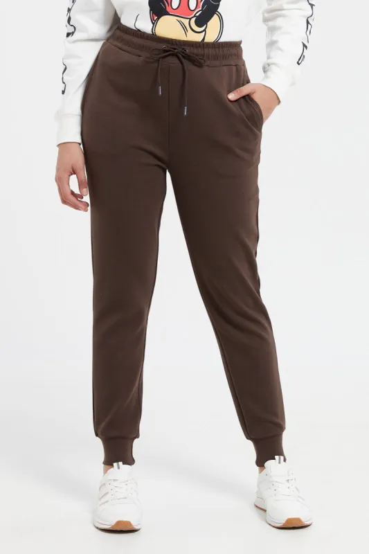 Women Brown Plain Joggers sold by Redtag
