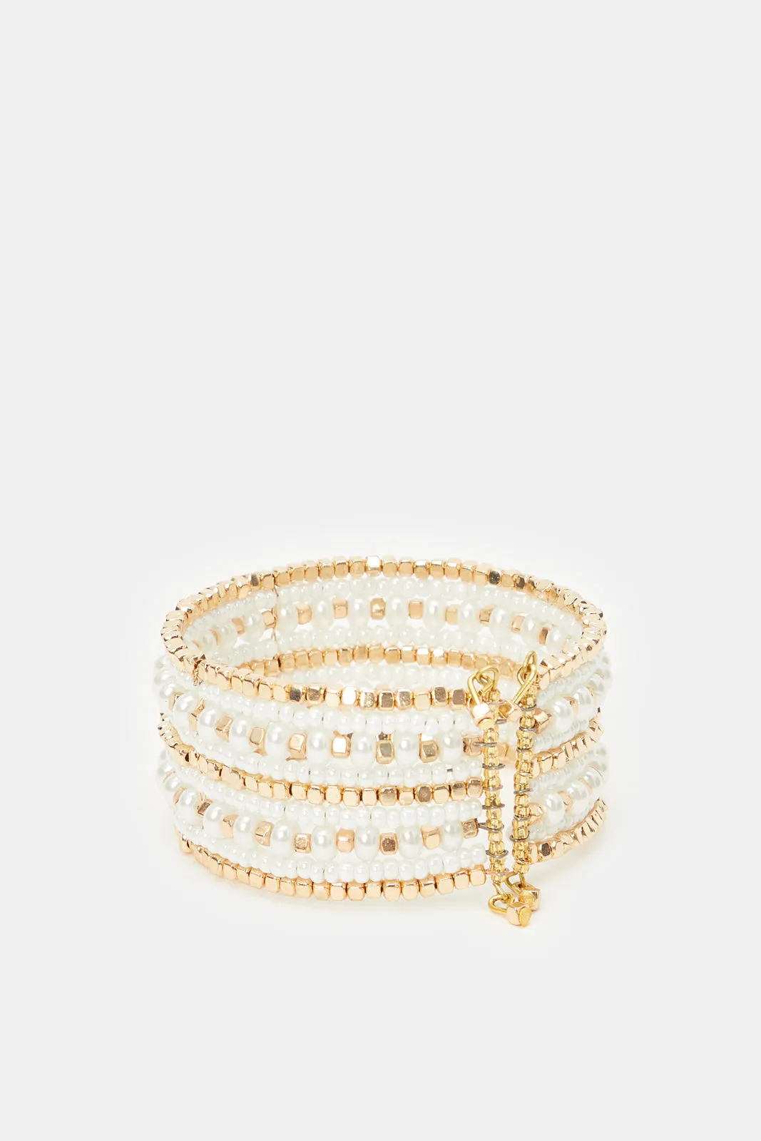 Women Gold Pearls Cuff Bracelet sold by Redtag product image thumbnail 3