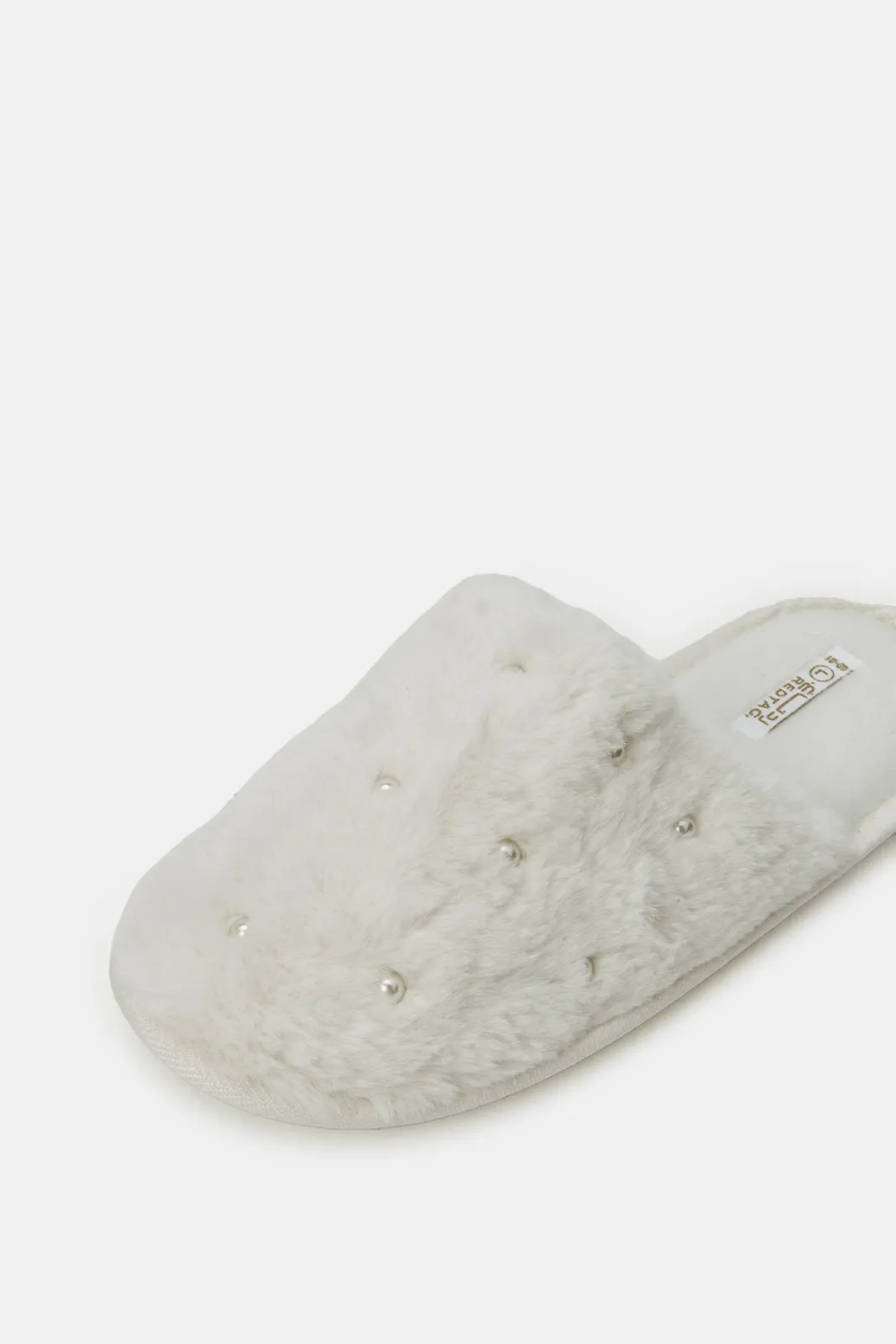 Women White Pearl Trim Slipper sold by Redtag product image thumbnail 3