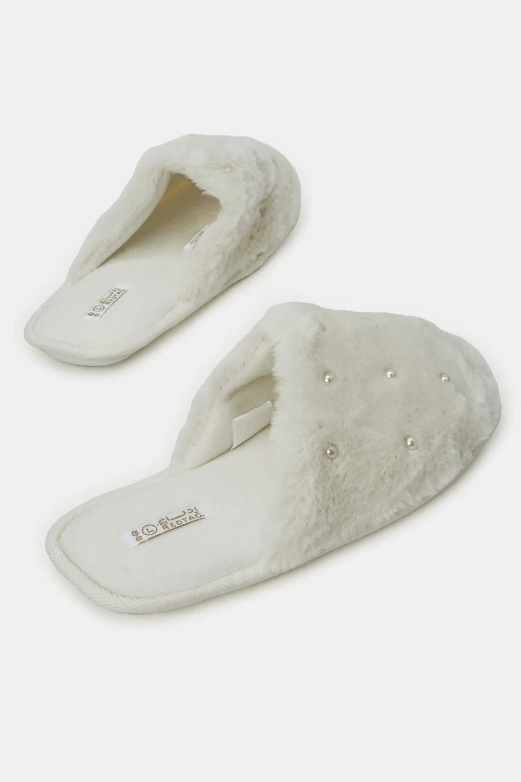 Women White Pearl Trim Slipper sold by Redtag product image thumbnail 4