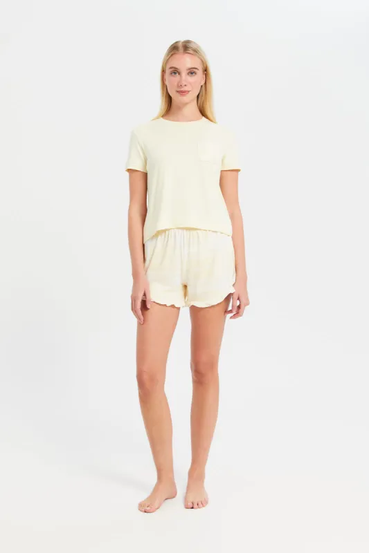 Women Yellow Checkered Cami Set (2 Piece) sold by Redtag
