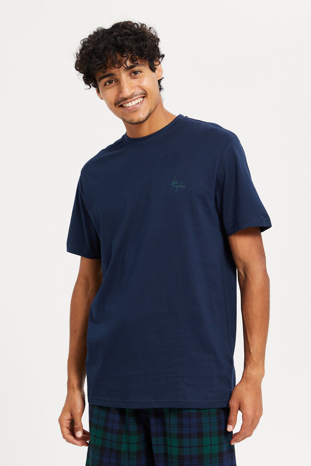 Men Navy Checked Nightwear Set (2 Piece) sold by Redtag product image thumbnail 2