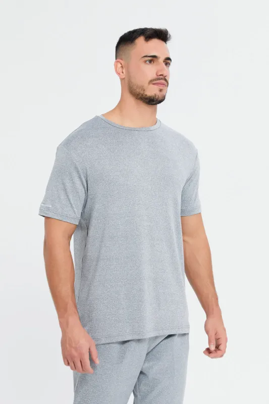 Men Grey Solid Active T-Shirt sold by Redtag