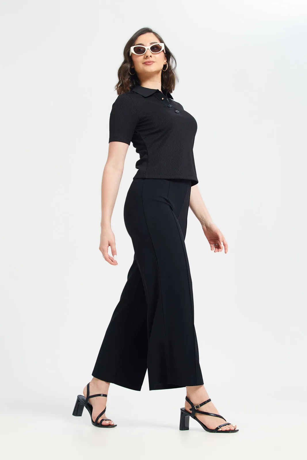 Polo Neck Button Detailed Rib Top sold by Redtag product image thumbnail 2