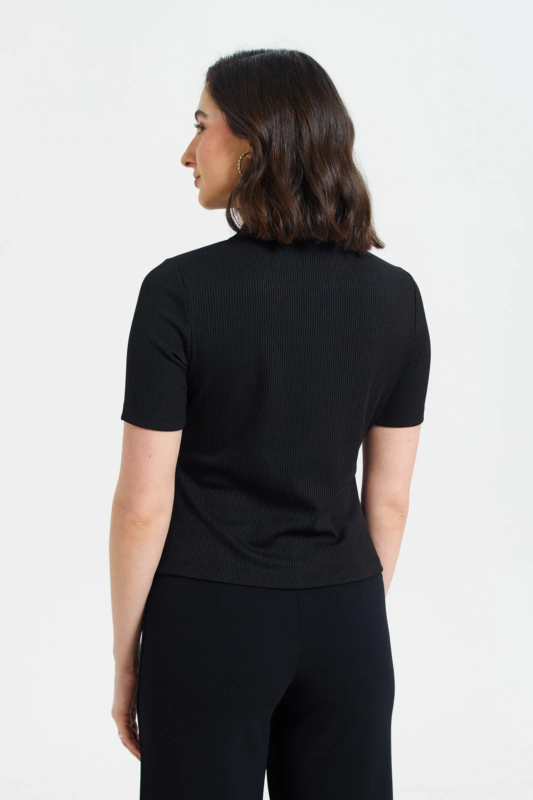 Polo Neck Button Detailed Rib Top sold by Redtag product image thumbnail 3