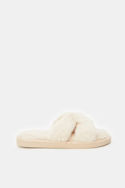 Women Taupe Textured Slipper sold by Redtag