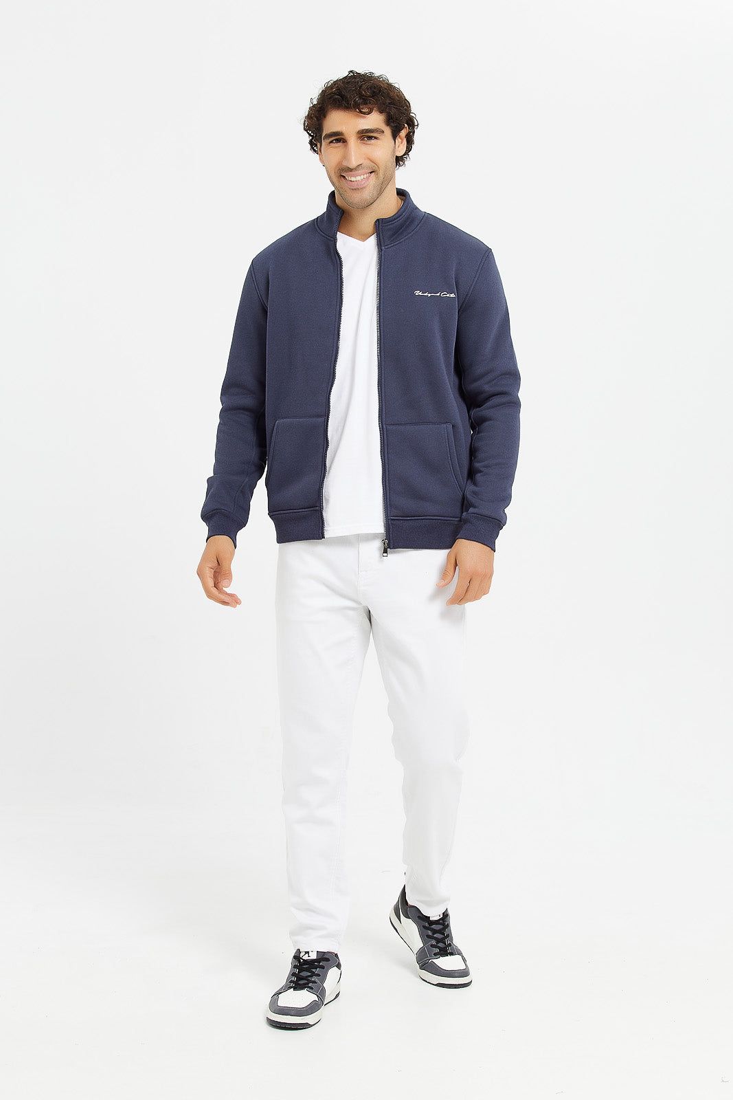 Men Blue Faux Fur Zipper Jacket sold by Redtag product image thumbnail 2