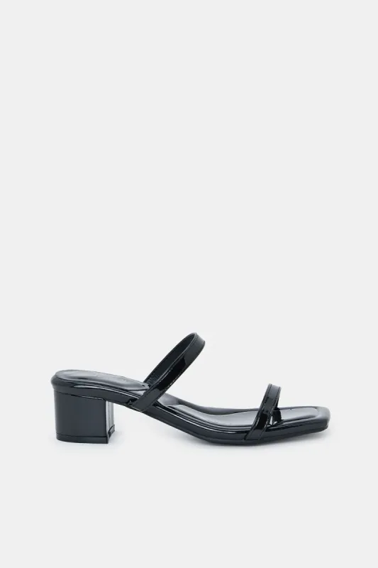 Women Black Patent Block Heel sold by Redtag