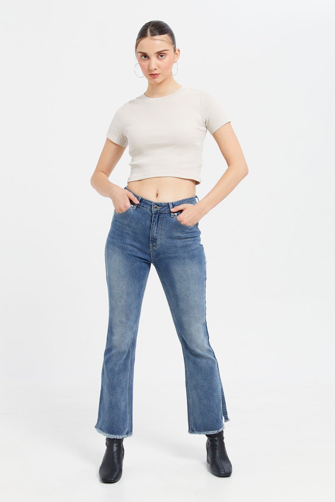 Women Blue High Rise Fit Flare Jeans sold by Redtag product image thumbnail 2