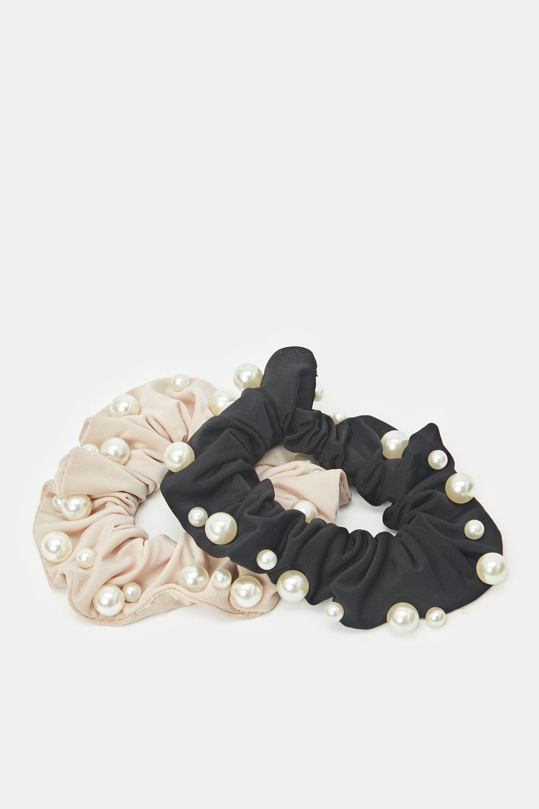 Women Beige And Black Embellished Scrunchy Set (2 Piece) sold by Redtag product image thumbnail 3